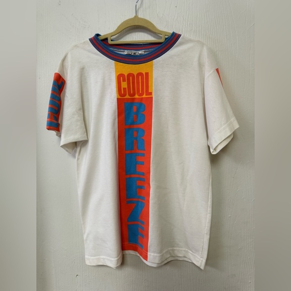 Vintage 90s Cool Breeze White Yellow Red Blue Graphic T-Shirt Sz S Unisex - Picture 2 of 7
